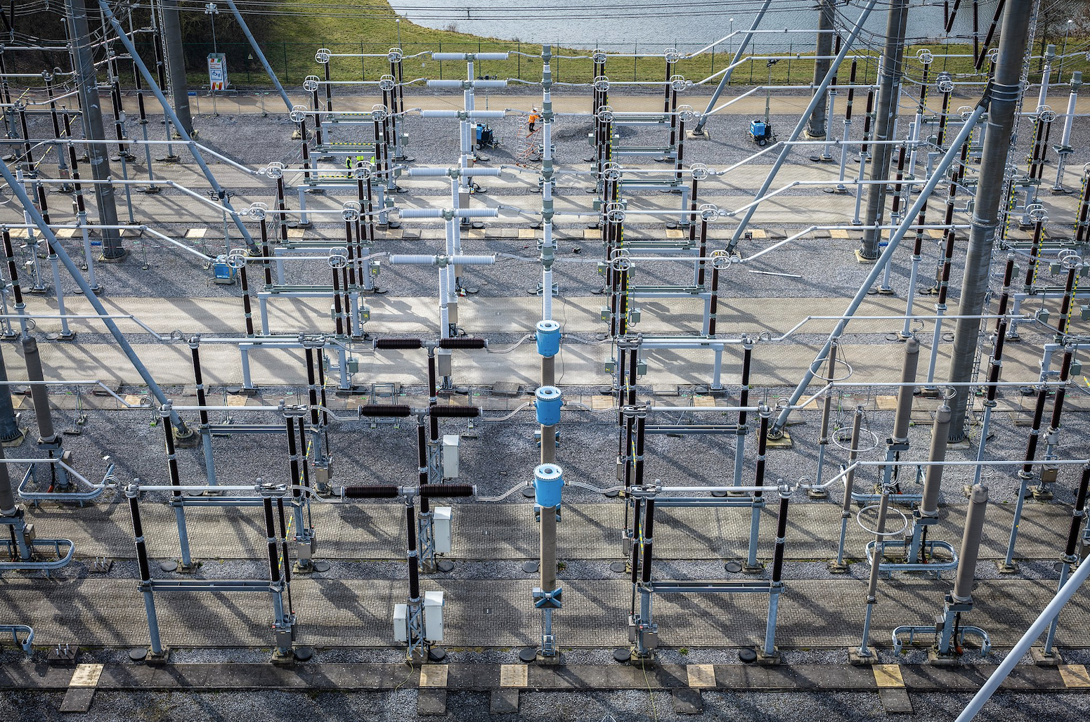 Hoogspanningsstation luchtfoto